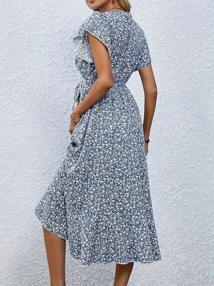 Damen Elegante Blumenmuster Kleid | Midi