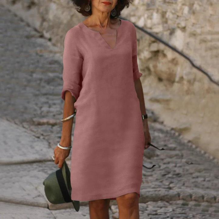 Damenkleid Mit V Ausschnitt Und 3/4 Ärmeln | Mini