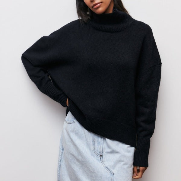 Madilyn | Women Lässige Rollkragen Pullover | Lang
