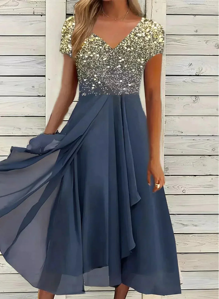 Elegantes Kleid Mit Blumendruck Für Damen | Midi