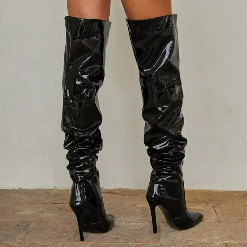 Overknee-Stiefel für Damen | Stilettoabsatz mit Spitze Zehenpartie