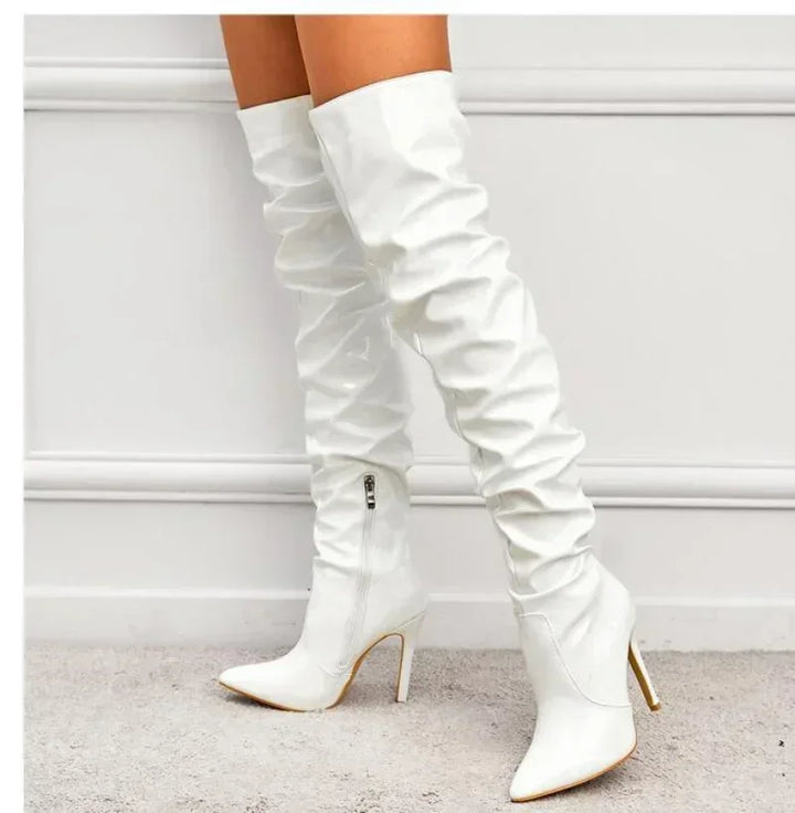 Overknee-Stiefel für Damen | Stilettoabsatz mit Spitze Zehenpartie