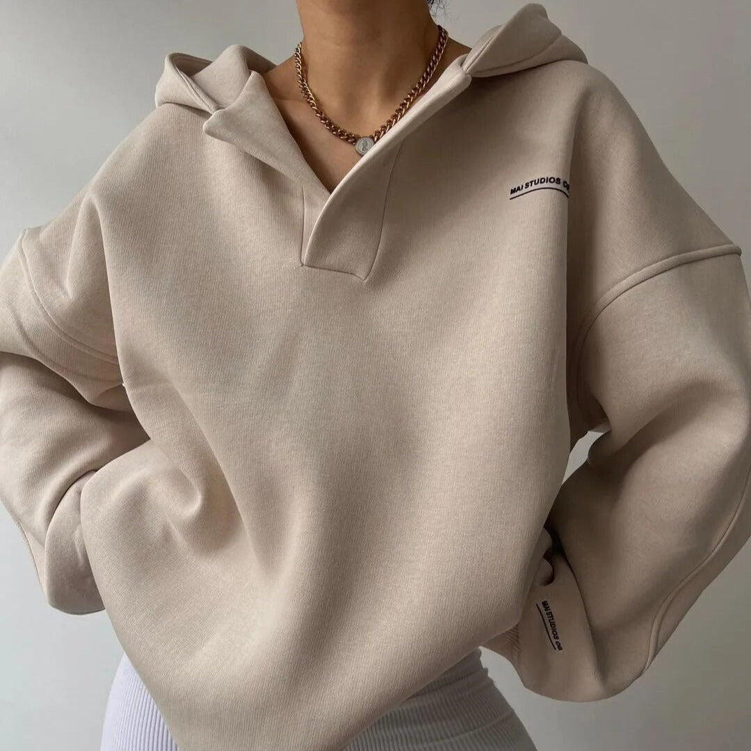 Damen Übergroß Kapuzenpullover | Tropfen Schulter