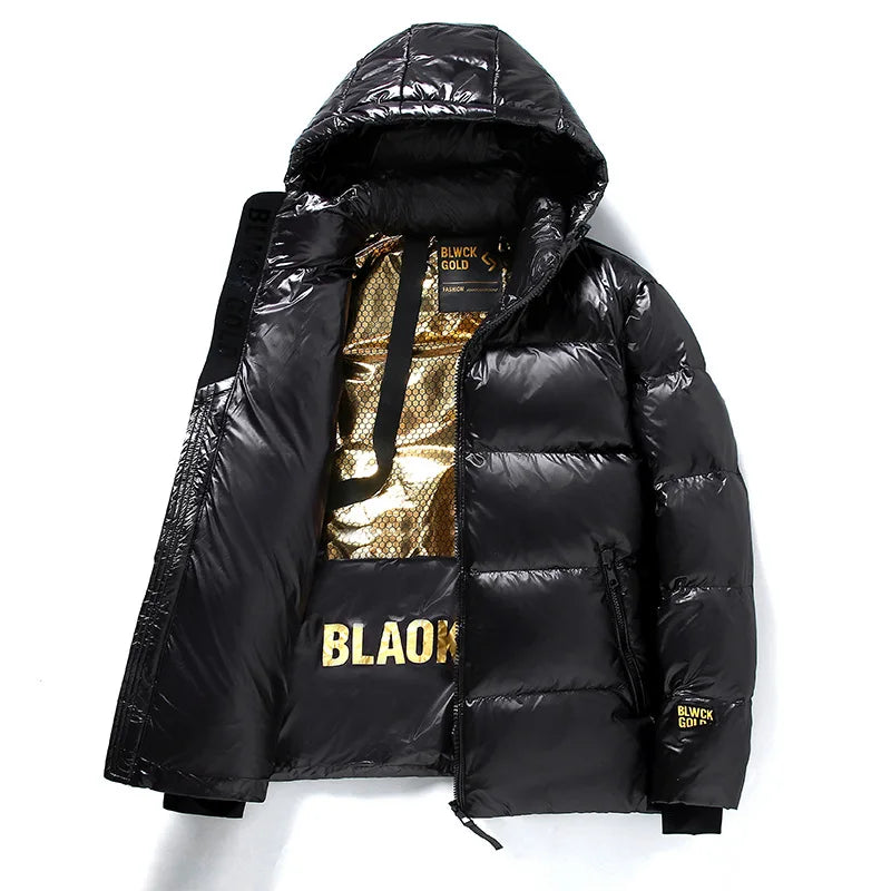 Herren Winter-Daunen Jacke mit Kapuze | Schwarz
