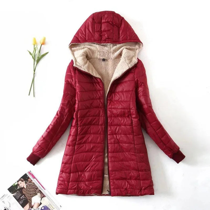 Damen Winter Fleece Jacke | Mit Kapuze