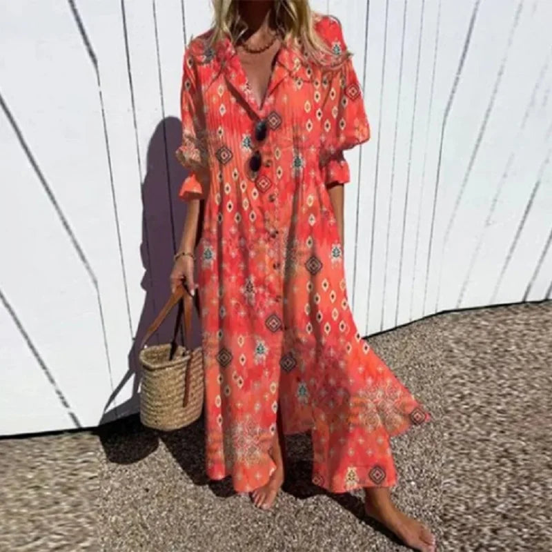 Boho Maxikleid Mit V Ausschnitt Für Damen