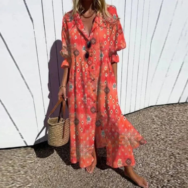 Boho Maxikleid Mit V Ausschnitt Für Damen