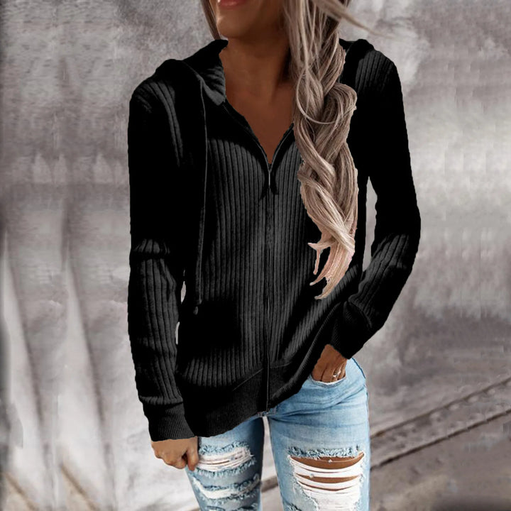 Damen Reißverschluss Winter-Sweatshirt | Mit Kapuze