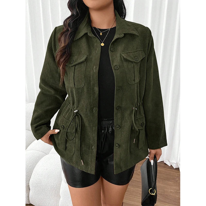 Damen Modische Cord Jacke | Mit Taschen