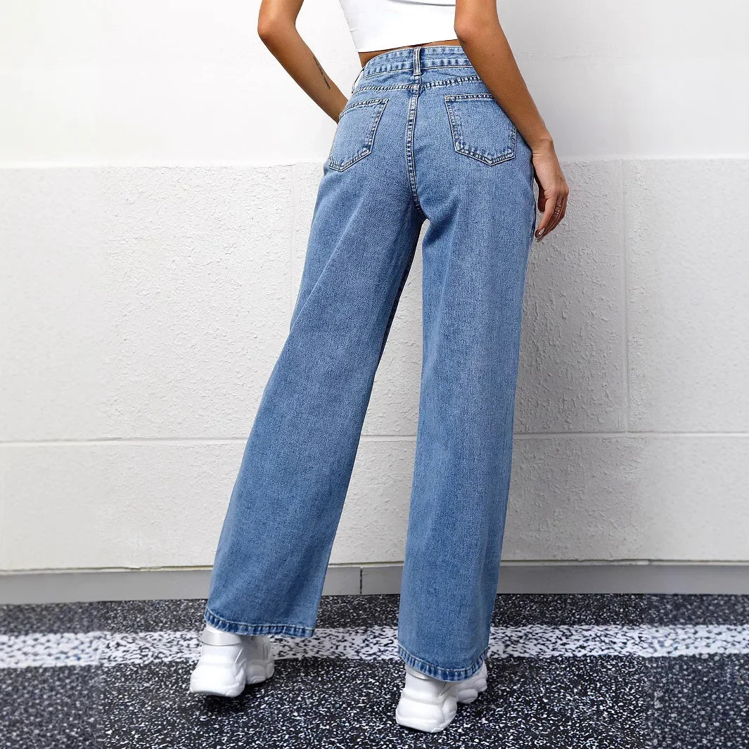 Damen Hohe Taille Mom-Jeans | Lässig