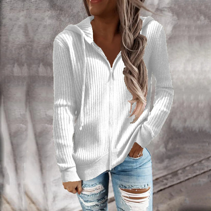 Damen Reißverschluss Winter-Sweatshirt | Mit Kapuze