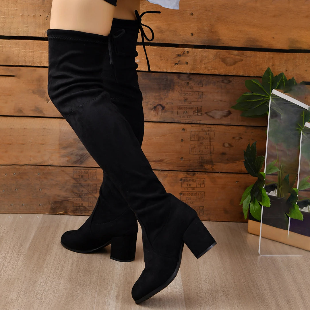 Overknee Boots Schwarz für Damen | Blockabsatz