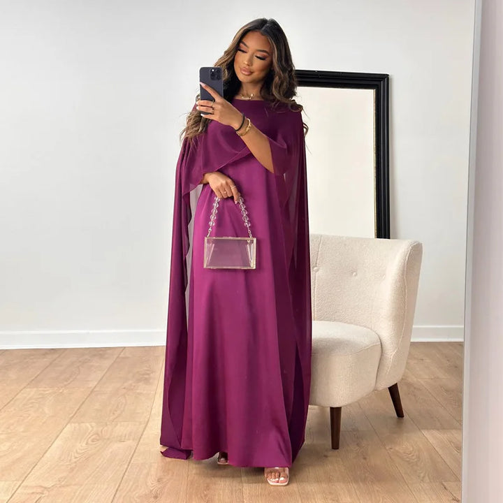 Elegantes Damenkleid Mit Cape Ärmeln | Maxi