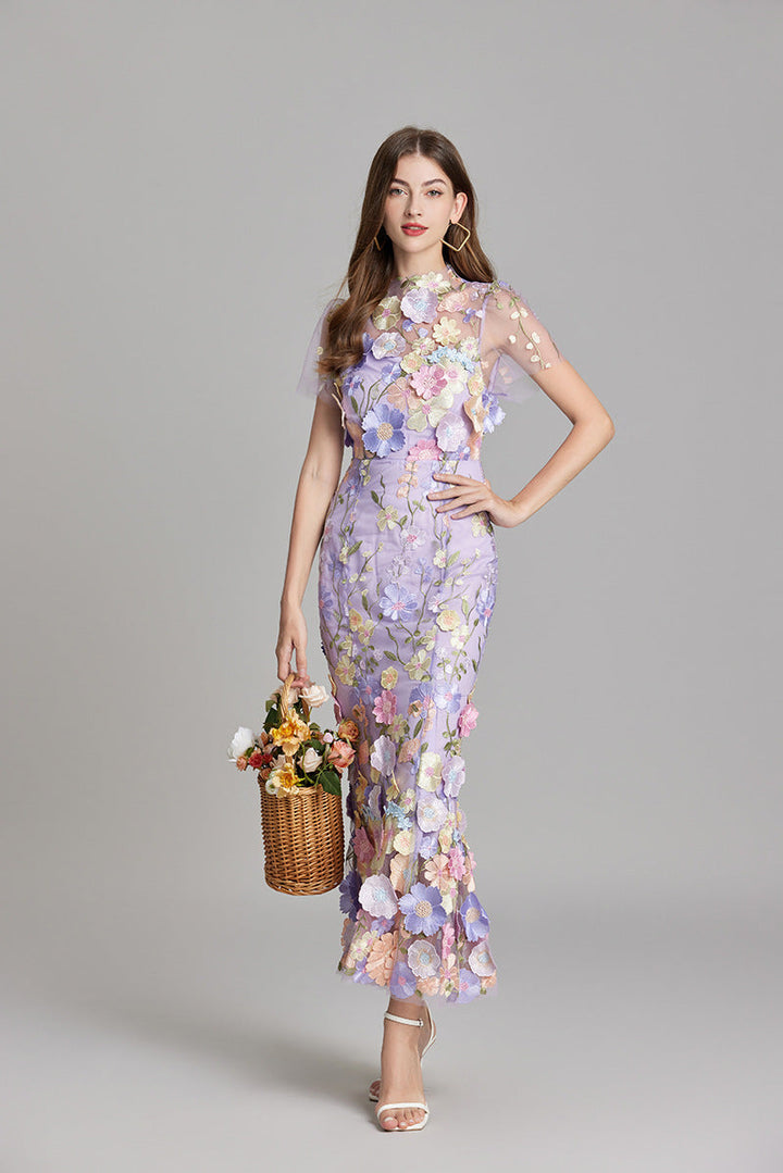 Elegantes Ärmelloses Besticktes Damenkleid | Maxi