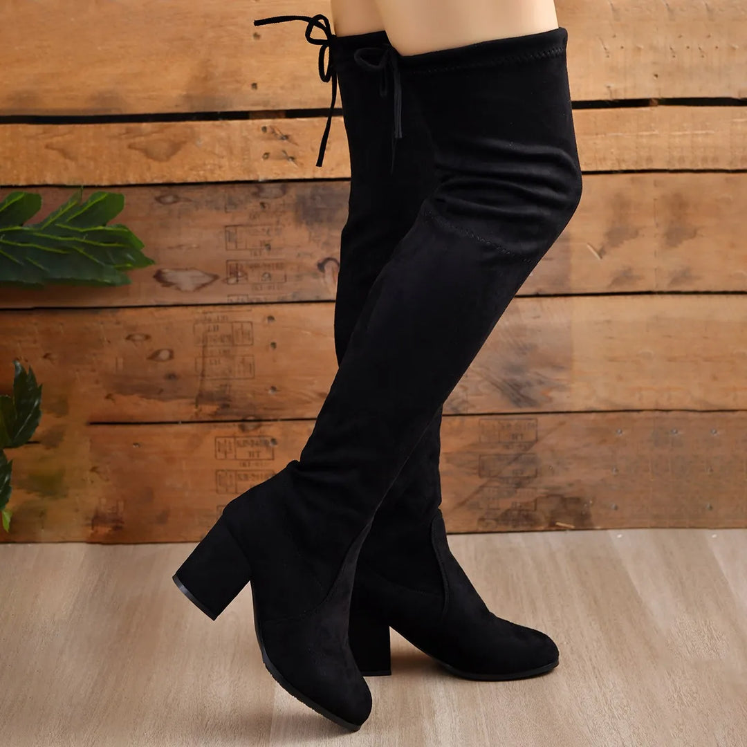 Overknee Boots Schwarz für Damen | Blockabsatz