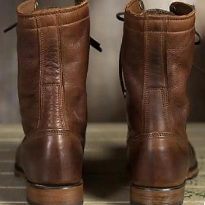 Damen-Retro-Schnürstiefel | Faltbares Knöcheldesign