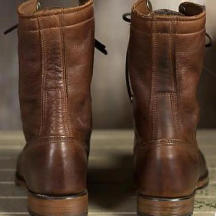 Damen-Retro-Schnürstiefel | Faltbares Knöcheldesign