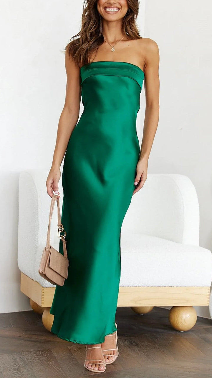 Trägerloses Schickes Hochzeitsgastkleid Für Damen | Maxi