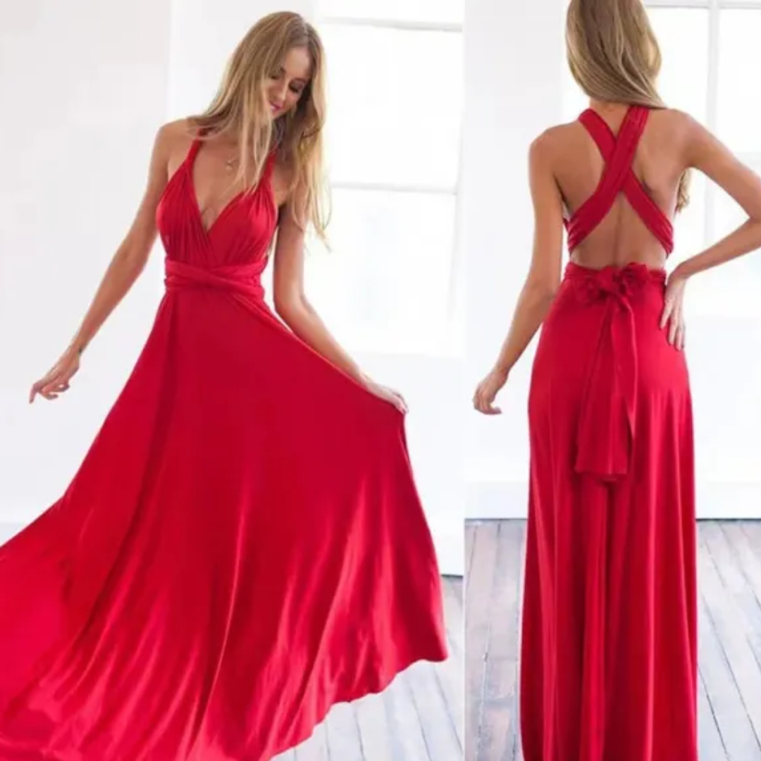 Rückenfreies Abendkleid In Wickeloptik Für Damen | Maxi
