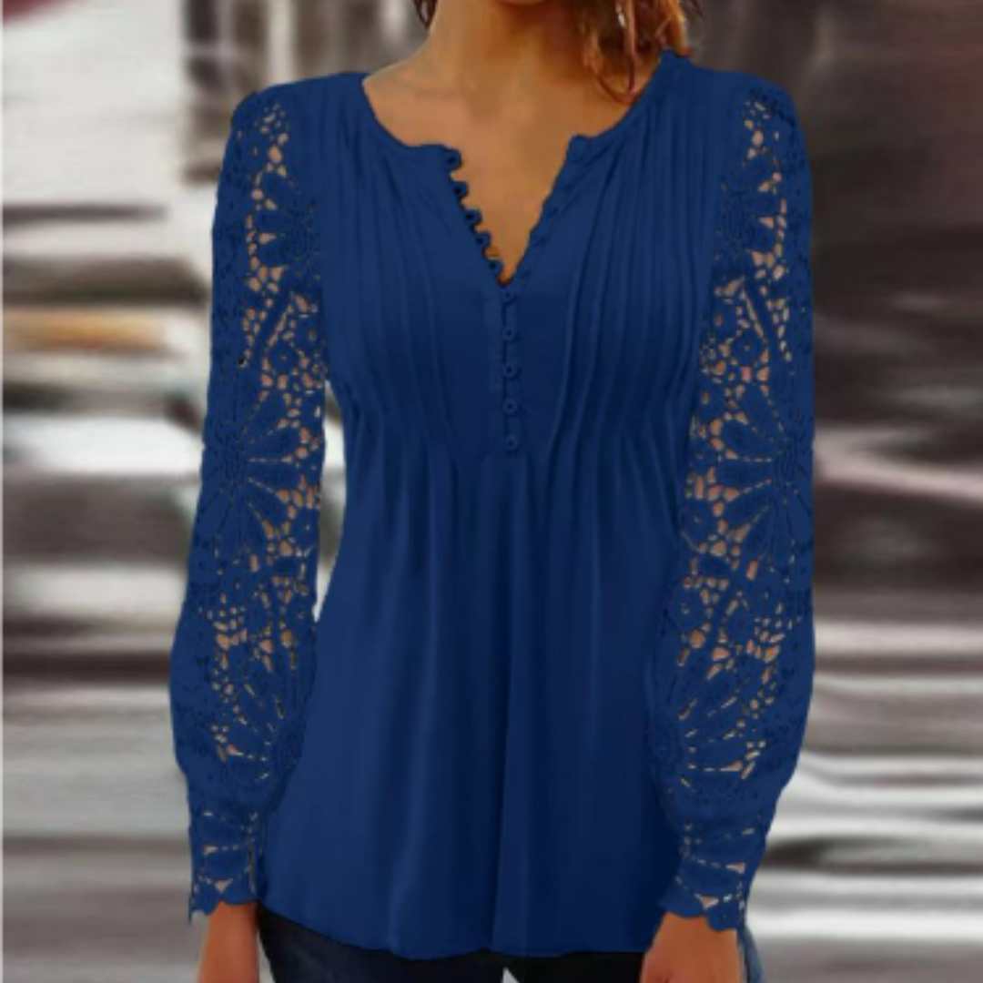 Schicke Sommerbluse Mit V Ausschnitt Für Damen | Spitze