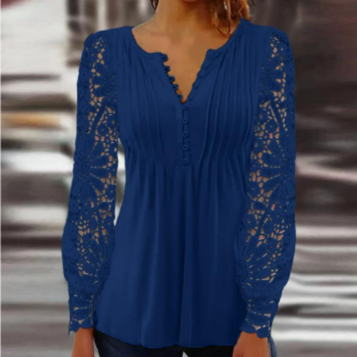 Schicke Sommerbluse Mit V Ausschnitt Für Damen | Spitze