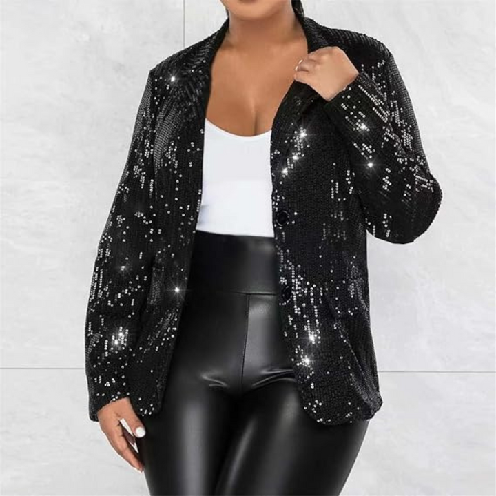 Damen Glänzender Party Blazer Mantel | Pailletten