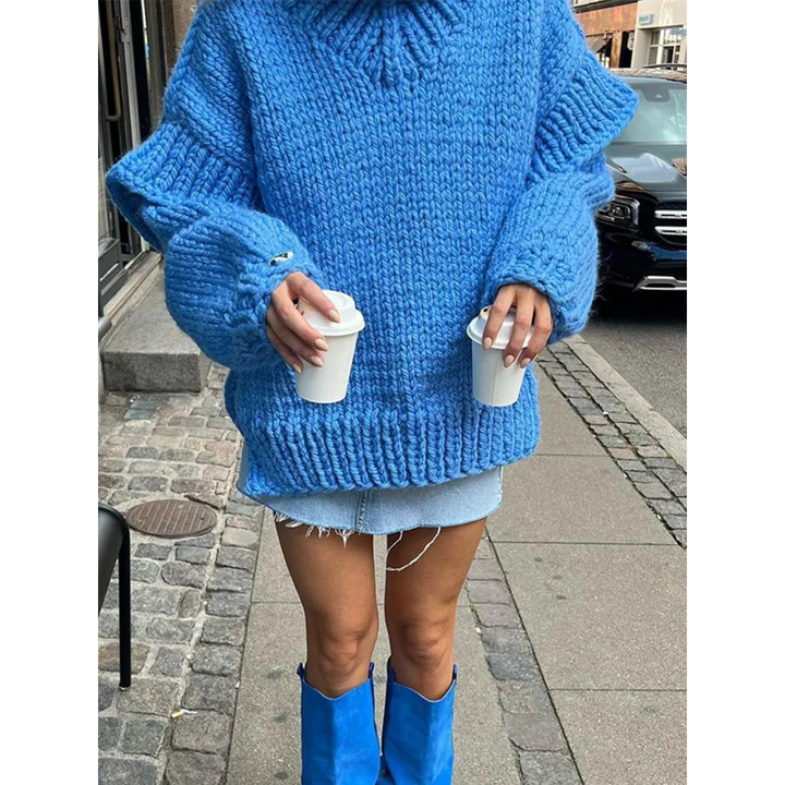Damen Eleganter Rollkragen Gestrickter Warmer Pullover | Oversized