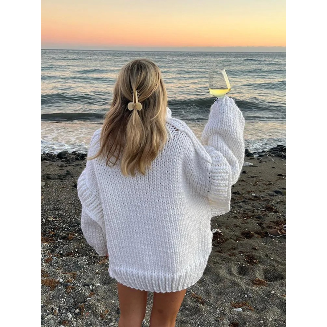 Damen Eleganter Rollkragen Gestrickter Warmer Pullover | Oversized