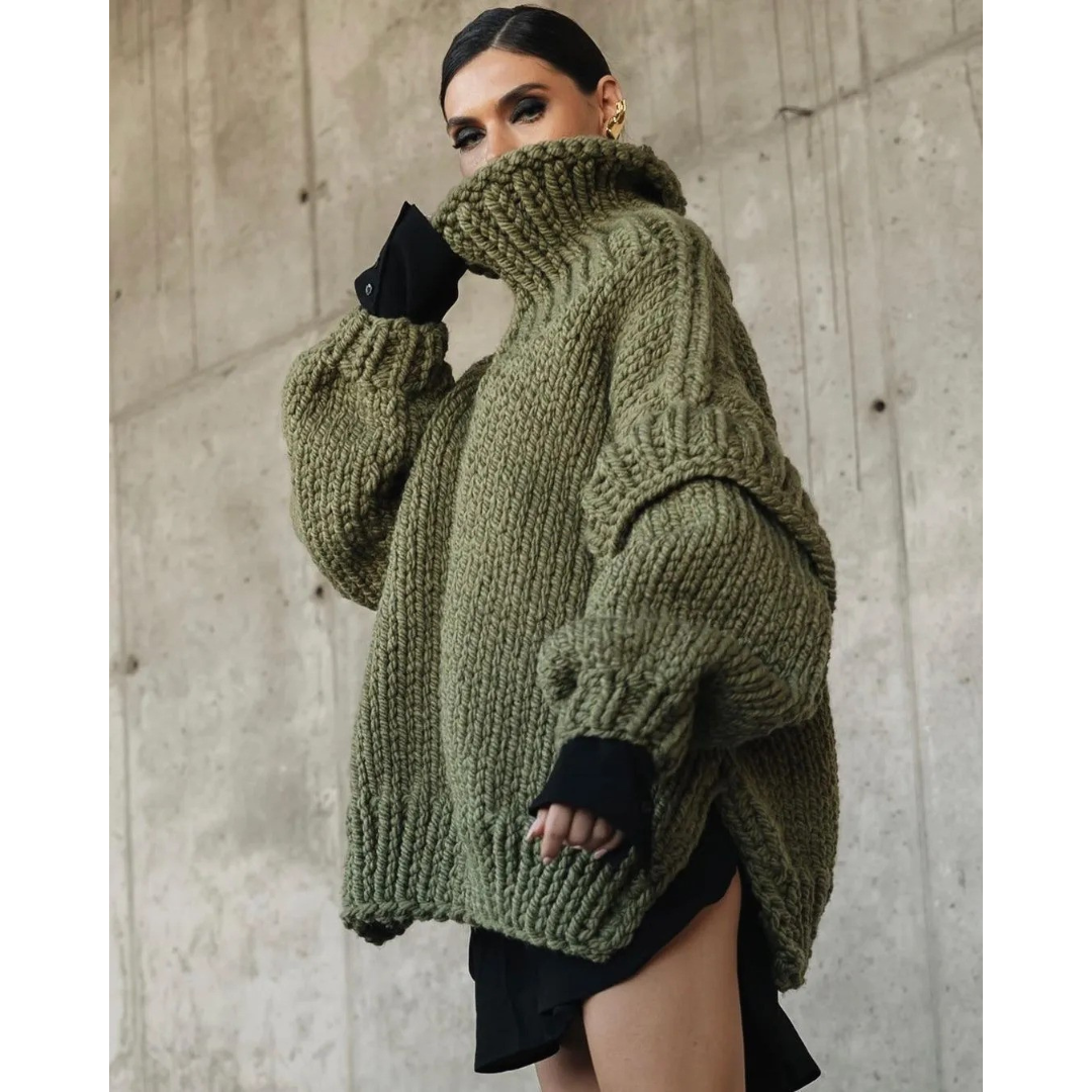 Damen Eleganter Rollkragen Gestrickter Warmer Pullover | Oversized