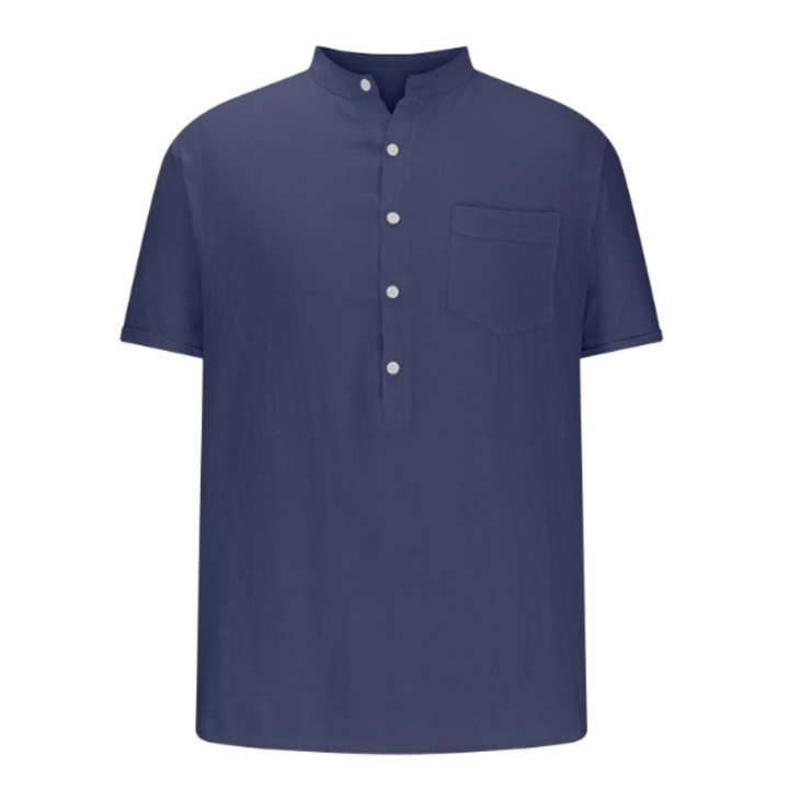 Herren Sommer Mandarin Kragen Hemd | Kurzarm