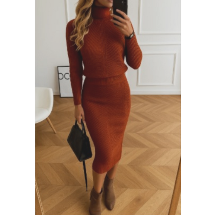 Strickkleid Mit Rollkragen Für Damen | Midi
