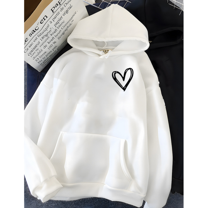 Damen Freizeit Kapuzenpullover mit Herz | Lockere Passform