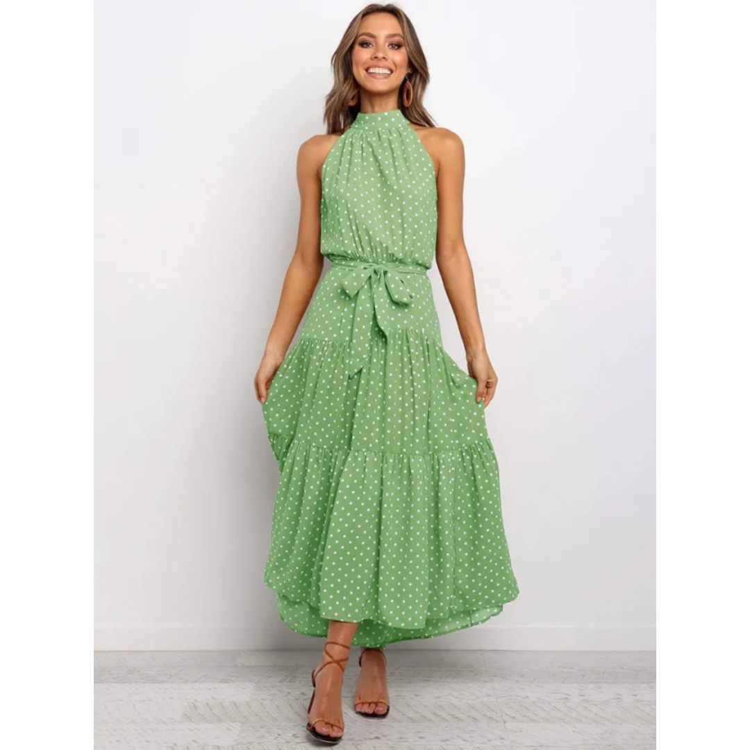 Elegantes Neckholder Kleid Ohne Ärmel Für Damen | Midi