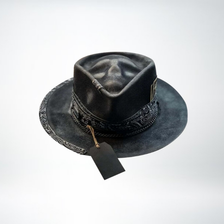Schwarzer Vintage Hut Für Herren | Totenkopf