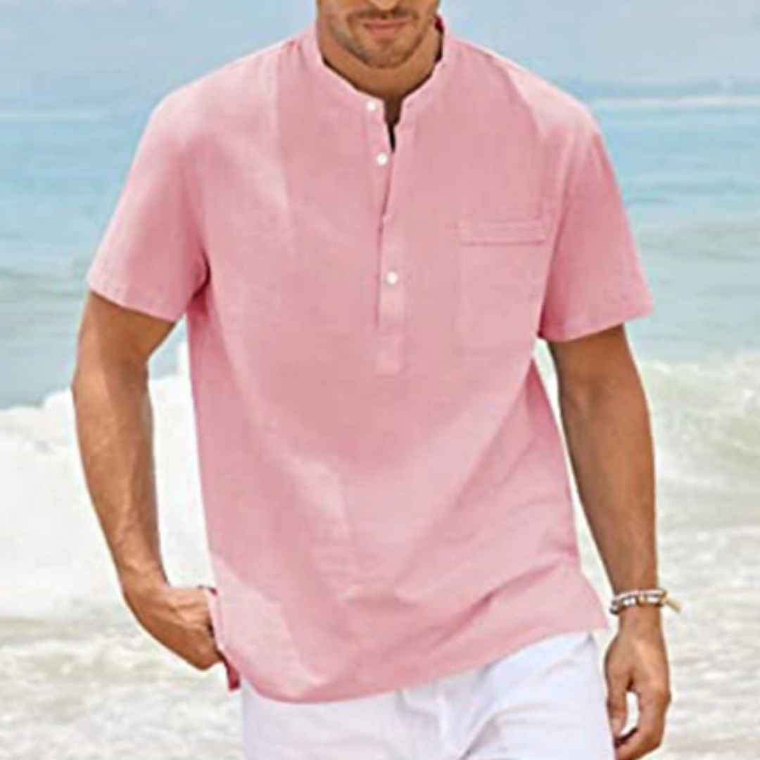 Herren Sommer Mandarin Kragen Hemd | Kurzarm