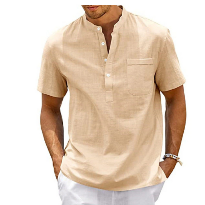 Herren Sommer Mandarin Kragen Hemd | Kurzarm