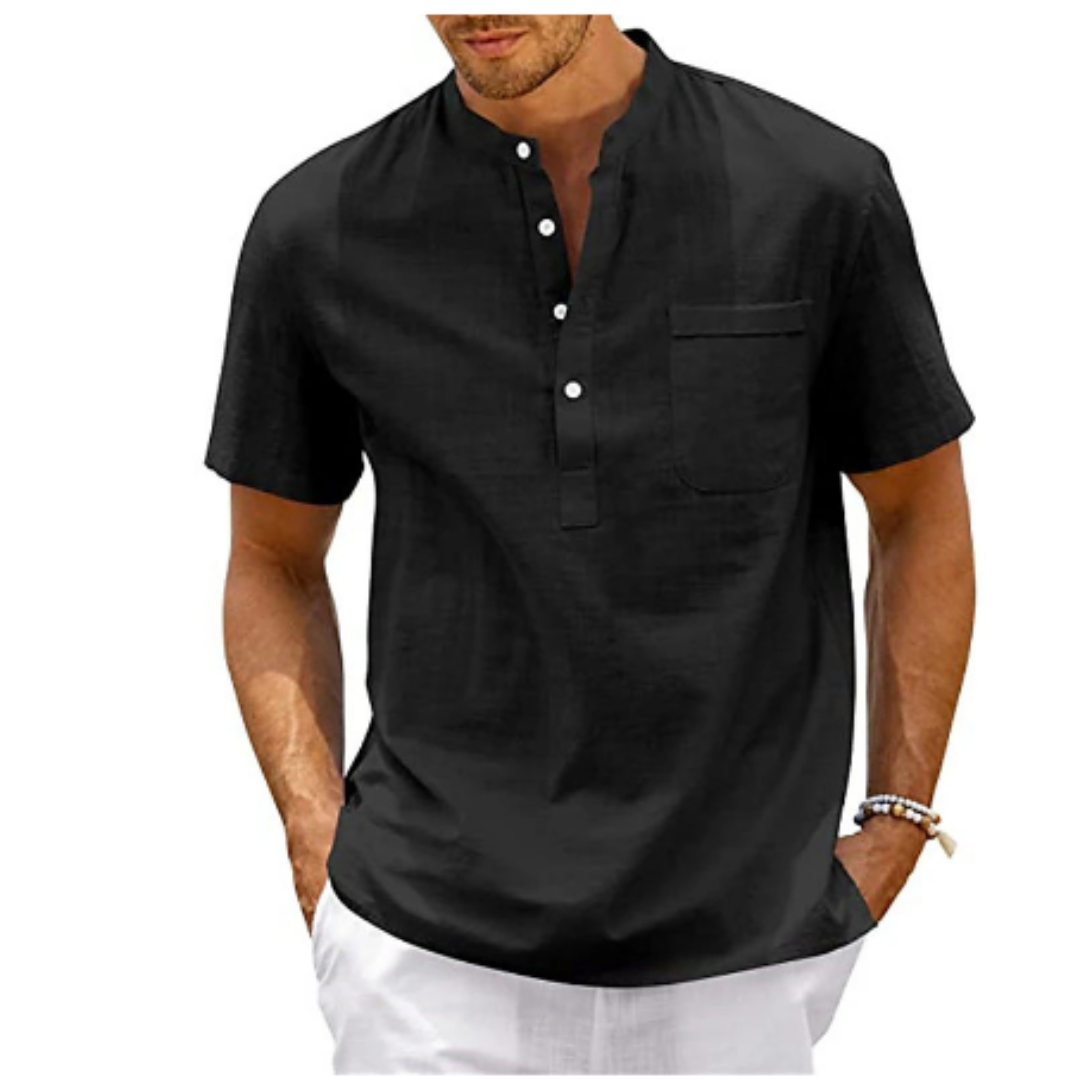 Herren Sommer Mandarin Kragen Hemd | Kurzarm