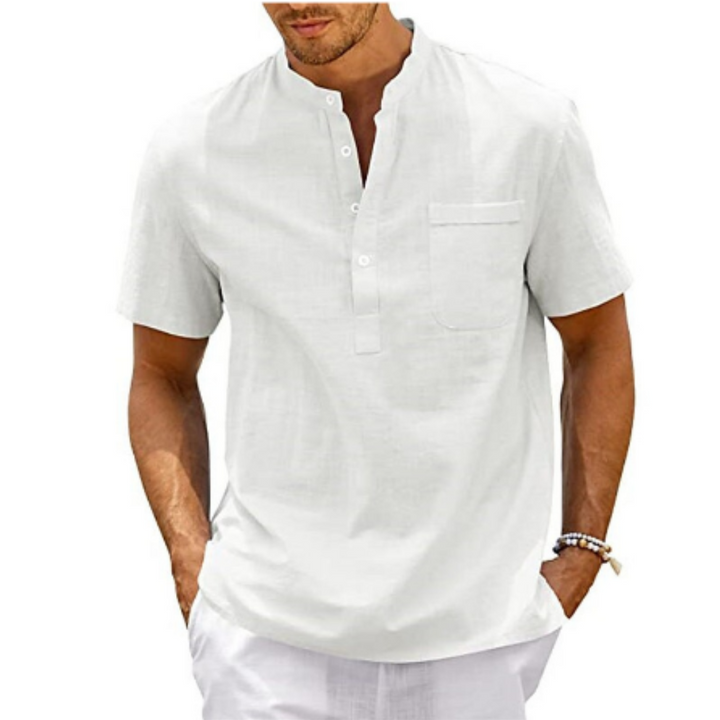 Herren Sommer Mandarin Kragen Hemd | Kurzarm