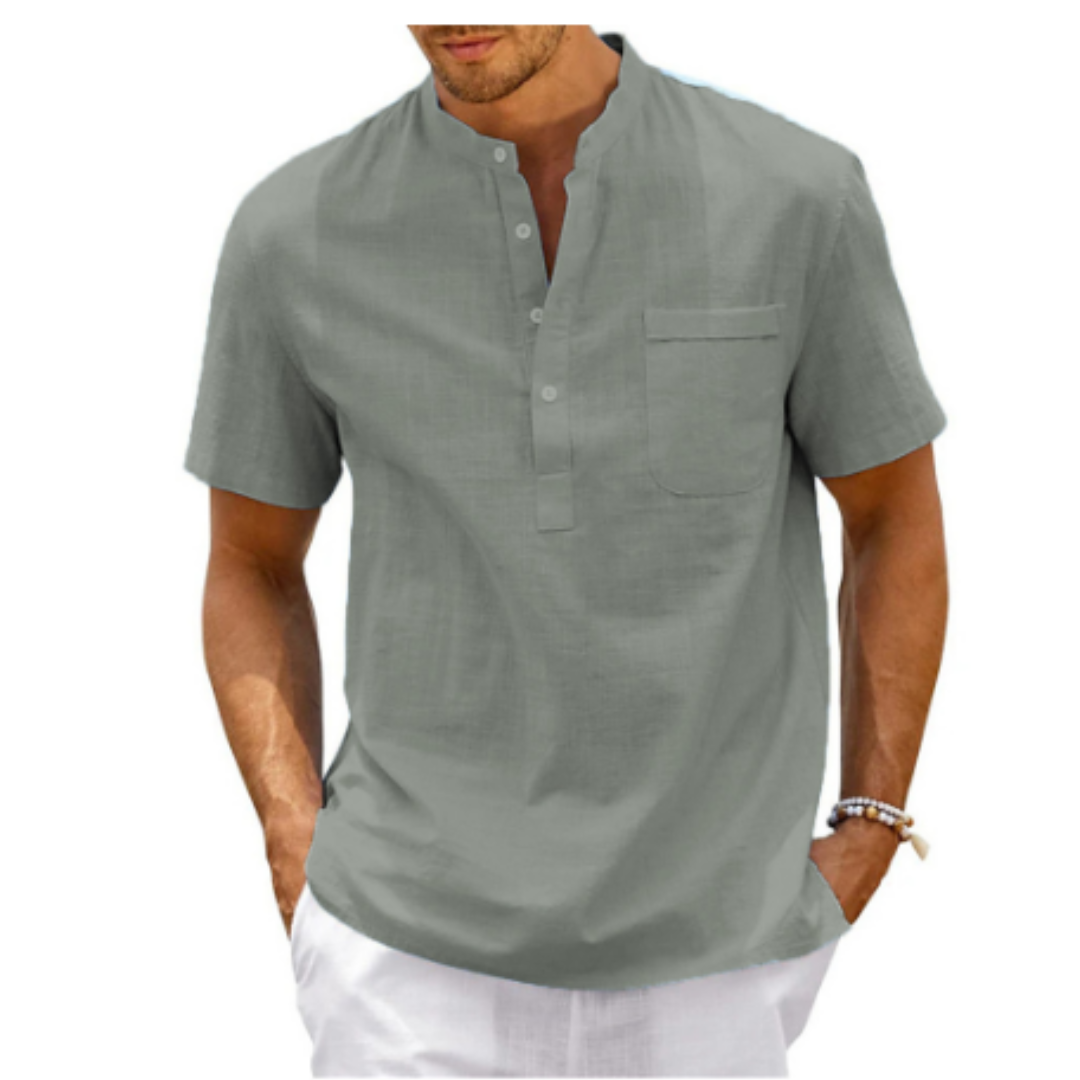 Herren Sommer Mandarin Kragen Hemd | Kurzarm