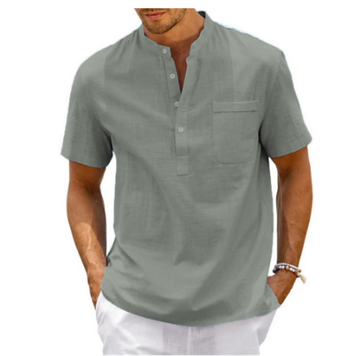 Herren Sommer Mandarin Kragen Hemd | Kurzarm