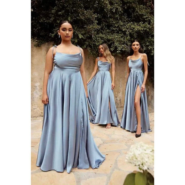 Damen Hoher Schlitz Hochzeitsgast Spaghettiträger Elegantes Kleid | Maxi