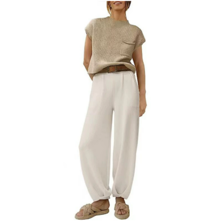Damen Locker Geschnittenes Weit Bein Zwei Teile Set | Co-Ord