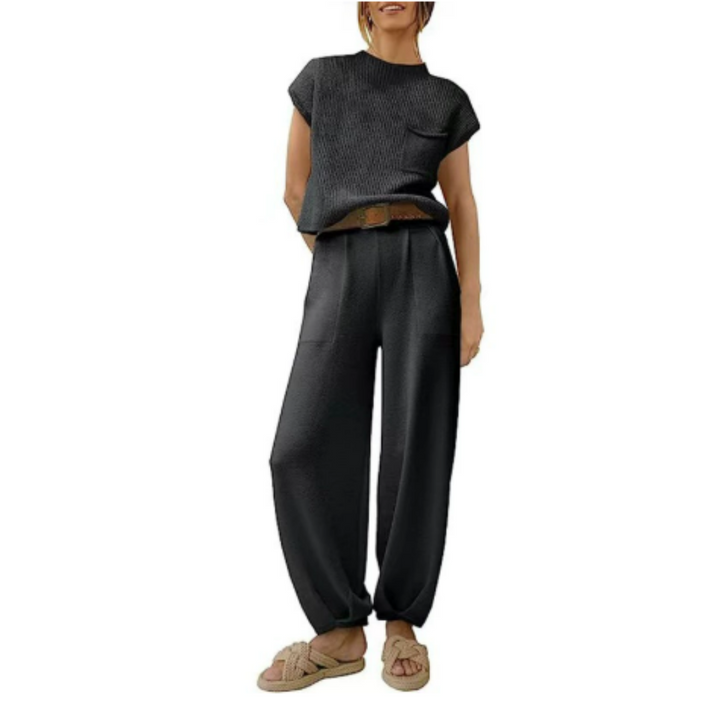 Damen Locker Geschnittenes Weit Bein Zwei Teile Set | Co-Ord