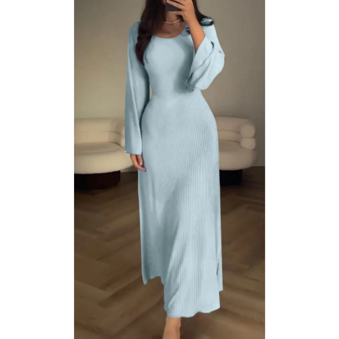 Elegantes Maxikleid Für Hochzeitsgäste Mit Langen Ärmeln Für Damen