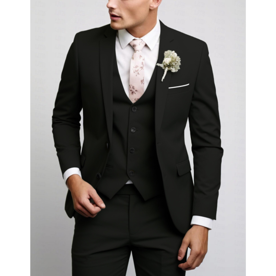 Slim Fit 3-Teiliger Hochzeitsgast Anzug für Herren | Formell