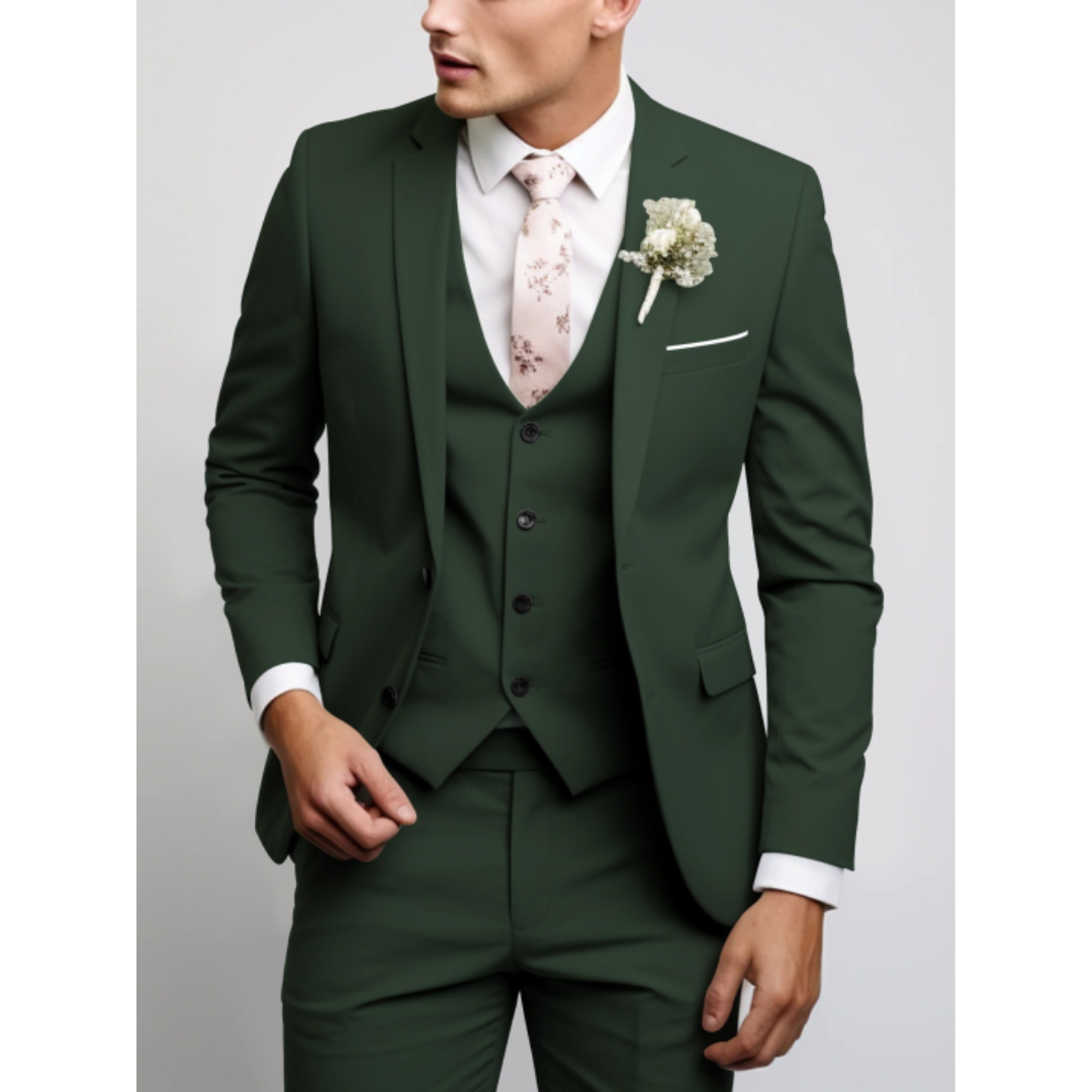 Slim Fit 3-Teiliger Hochzeitsgast Anzug für Herren | Formell