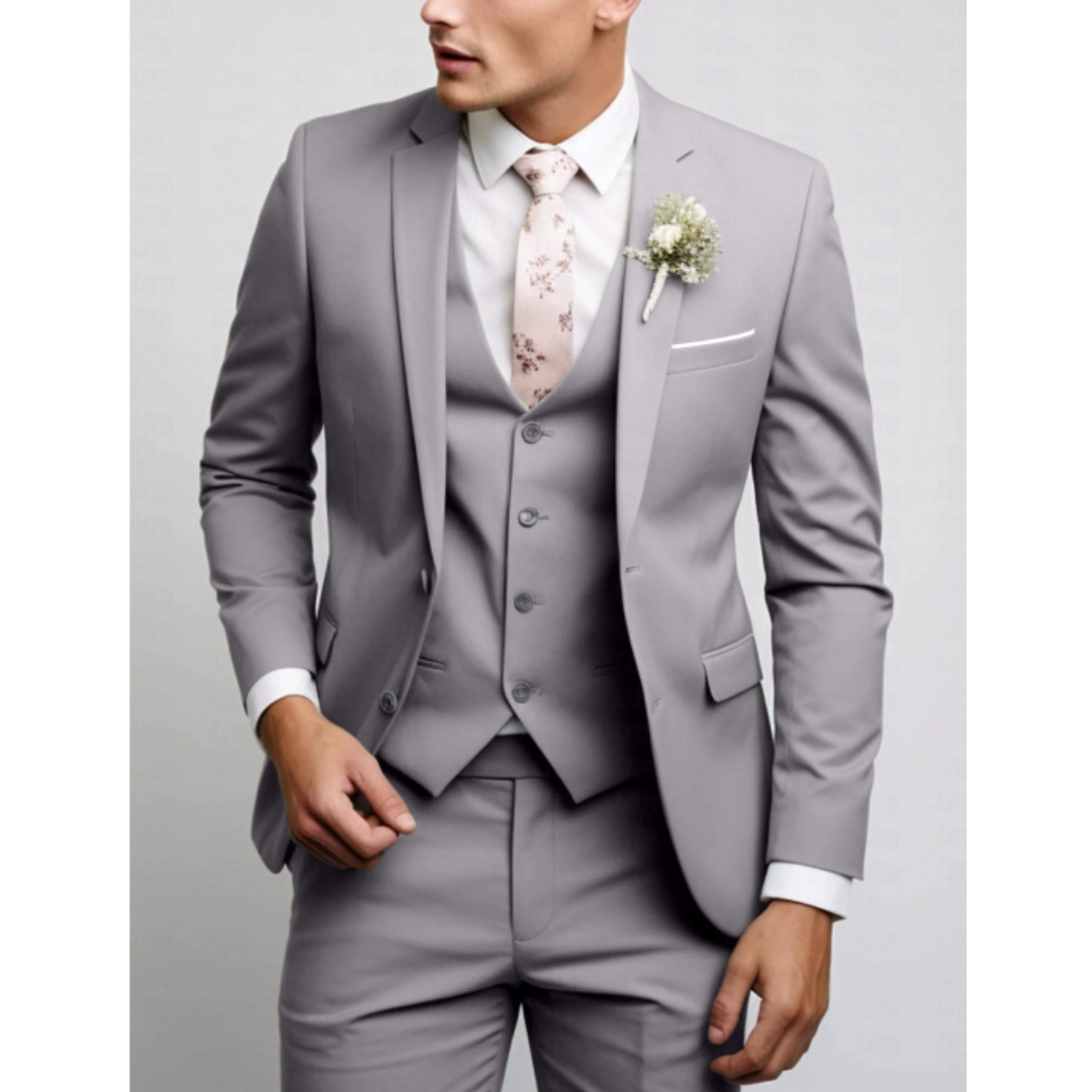 Slim Fit 3-Teiliger Hochzeitsgast Anzug für Herren | Formell
