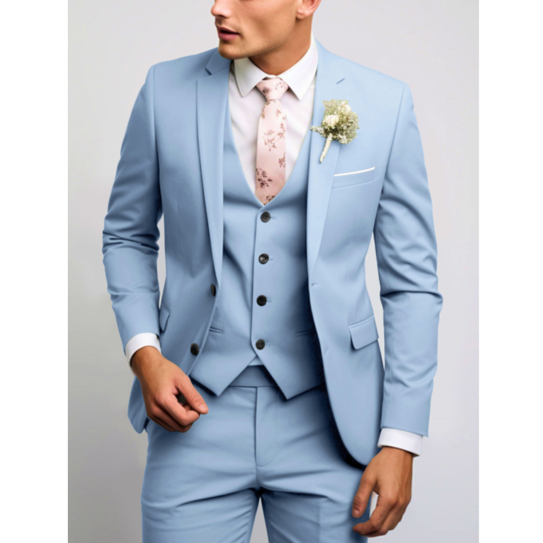 Slim Fit 3-Teiliger Hochzeitsgast Anzug für Herren | Formell