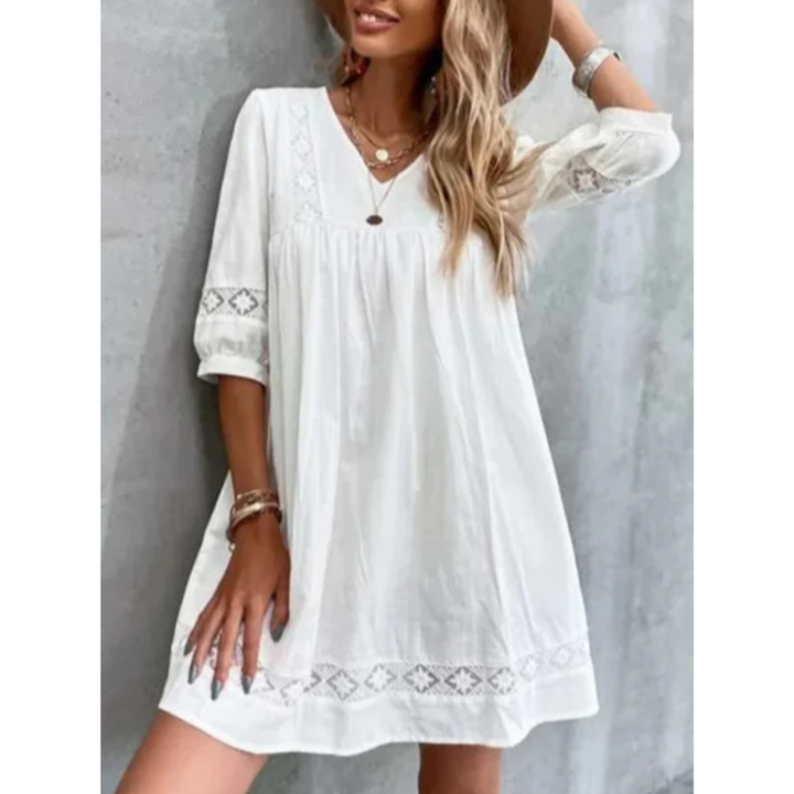 Damen Boho Style V Ausschnitt Kleid | Midi