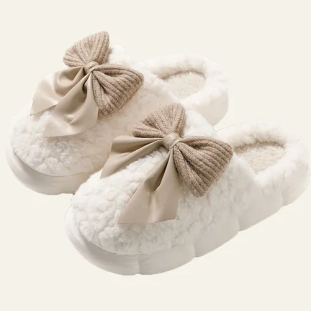 Weiche Damen-Hausschuhe mit Schleifendetail | Winter